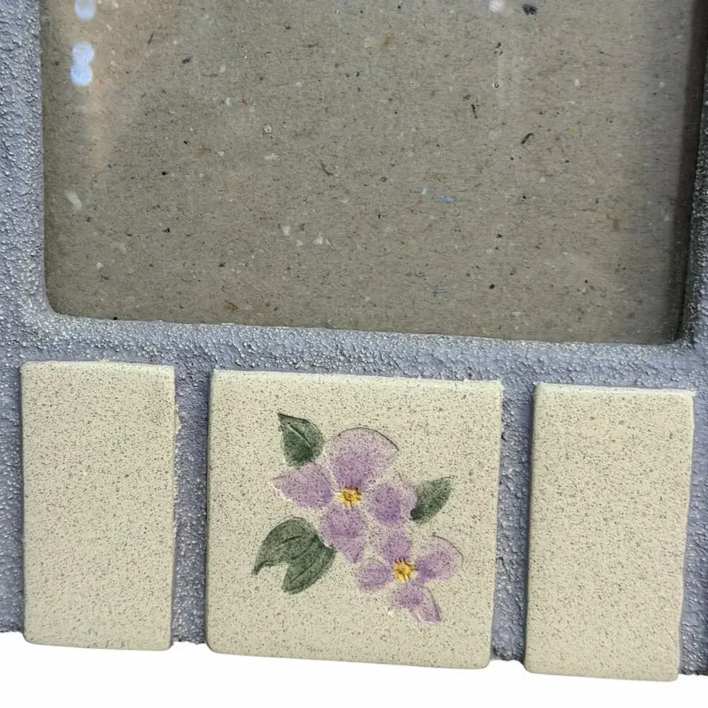 Hand Painted Flower Garden Tile Photo Picture Frame by Malden Int'l 5 x 7 Photo